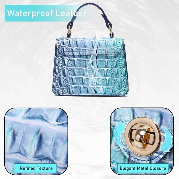 Women Crocodile Vegan Leather Mini Clutch Evening Bag Compact Stylish - Picture 5 of 6